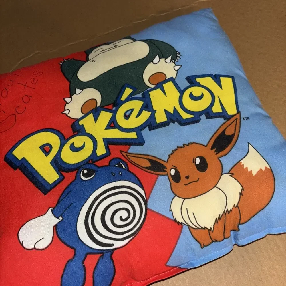Vintage 1998 Pokemon Throw Pillow Multicolor Double Side 16’ x 15’ inch 90s RARE